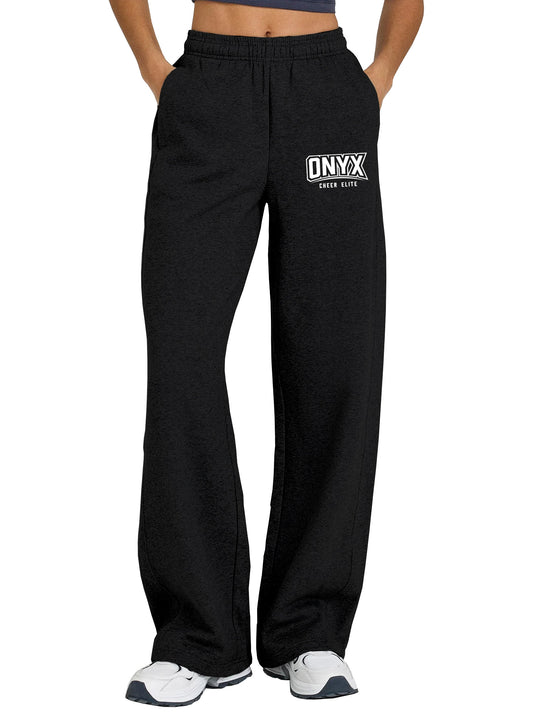 Onyx Black Fleece Open Bottom Joggers