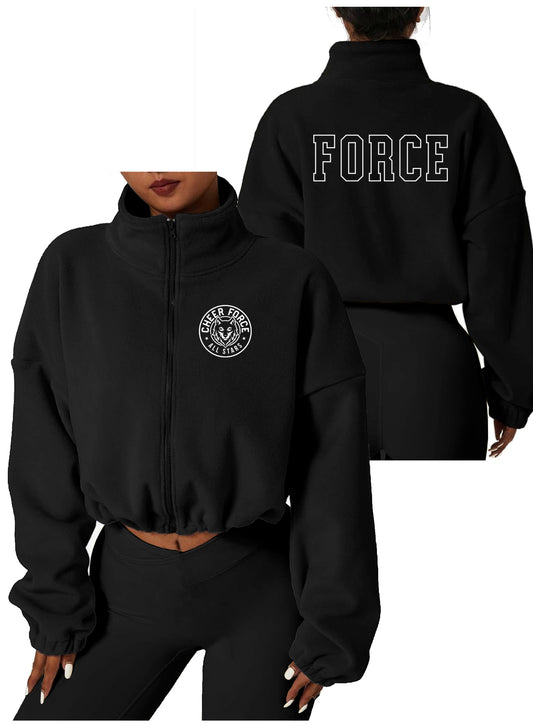 CheerForce Black Sherpa Crop Full Zip