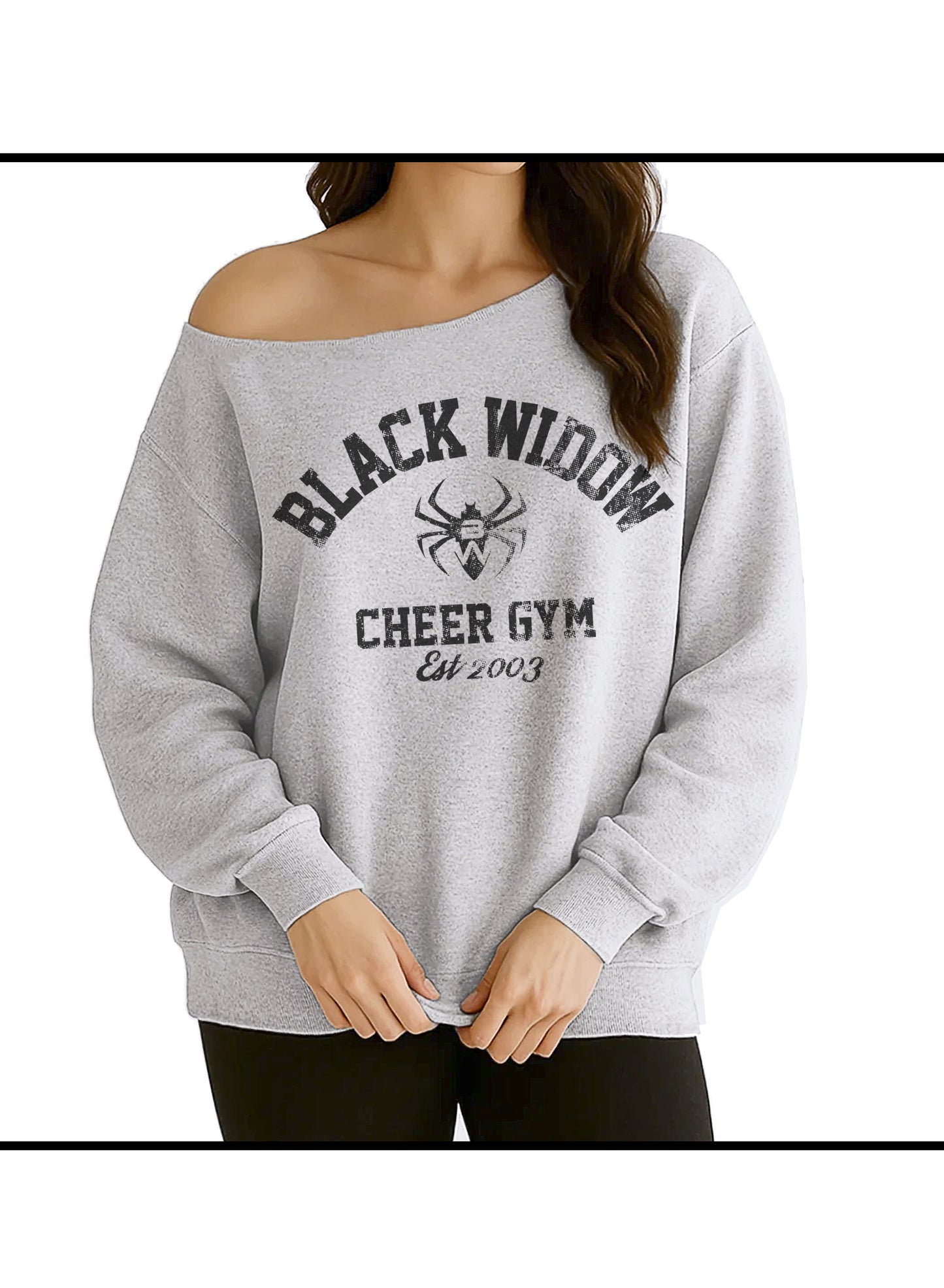 Black Widow Grey Off the Shoulder Crew