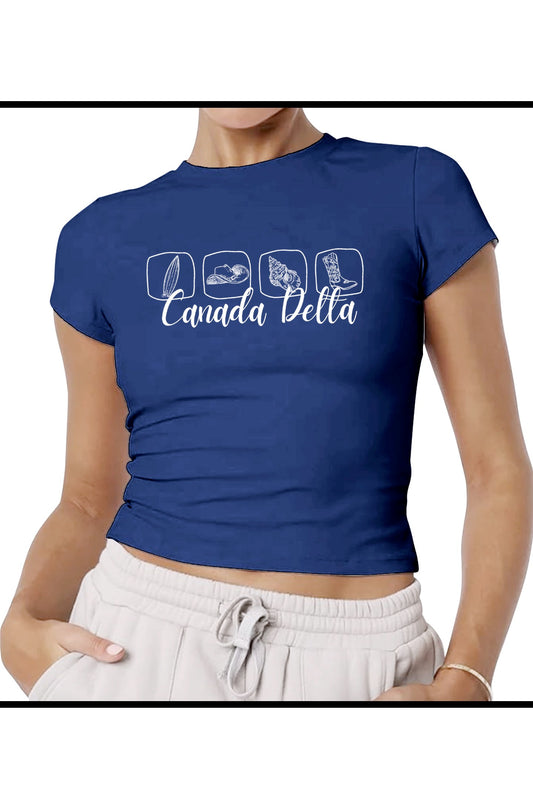 Tri Delta Navy Baby Tee