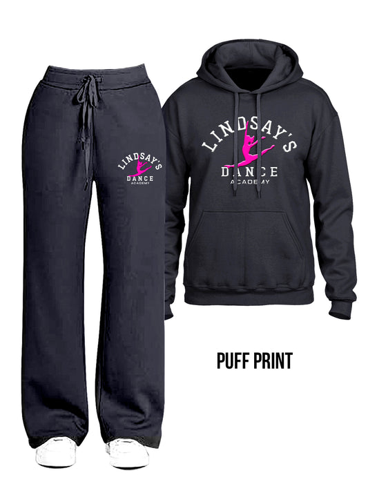 LDA Black Hoodie and Jogger Set