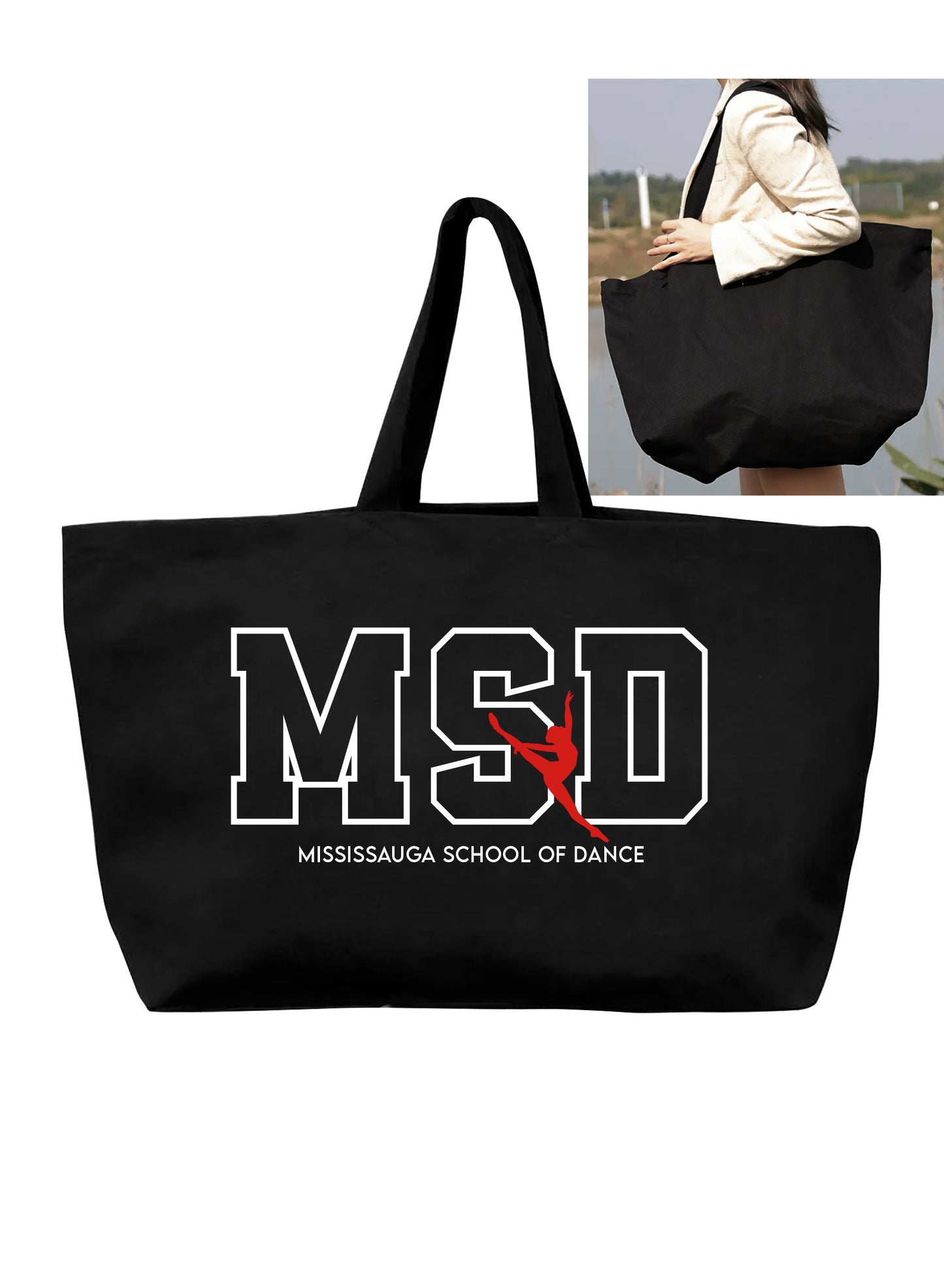 MSD Black Large Tote Bag