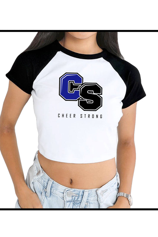 Cheer Strong Black/White Raglan Baby Tee