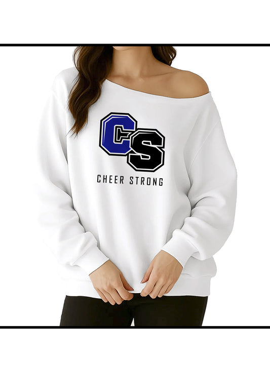 Cheer Strong White Off the Shoulder Crew