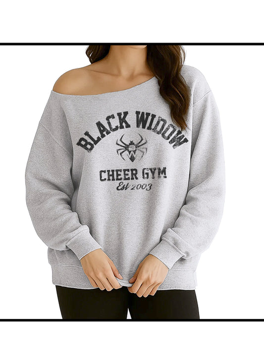 Black Widow Grey Off the Shoulder Crew